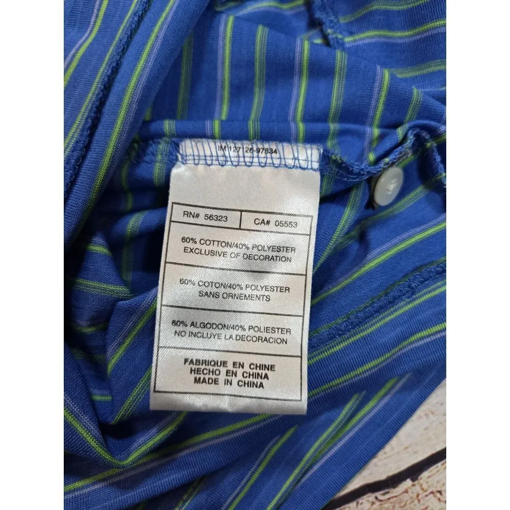 Tiger Woods Collection Polo Mens L Blue Striped Nike‎ Golf athletic performance